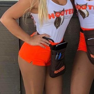 Authentic orange hooters girl shorts